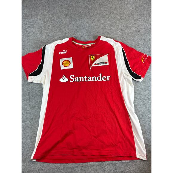 Puma Scuderia Ferrari F1 Racing Shirt Mens XL Red White Santander Felipe Massa - Picture 1 of 8